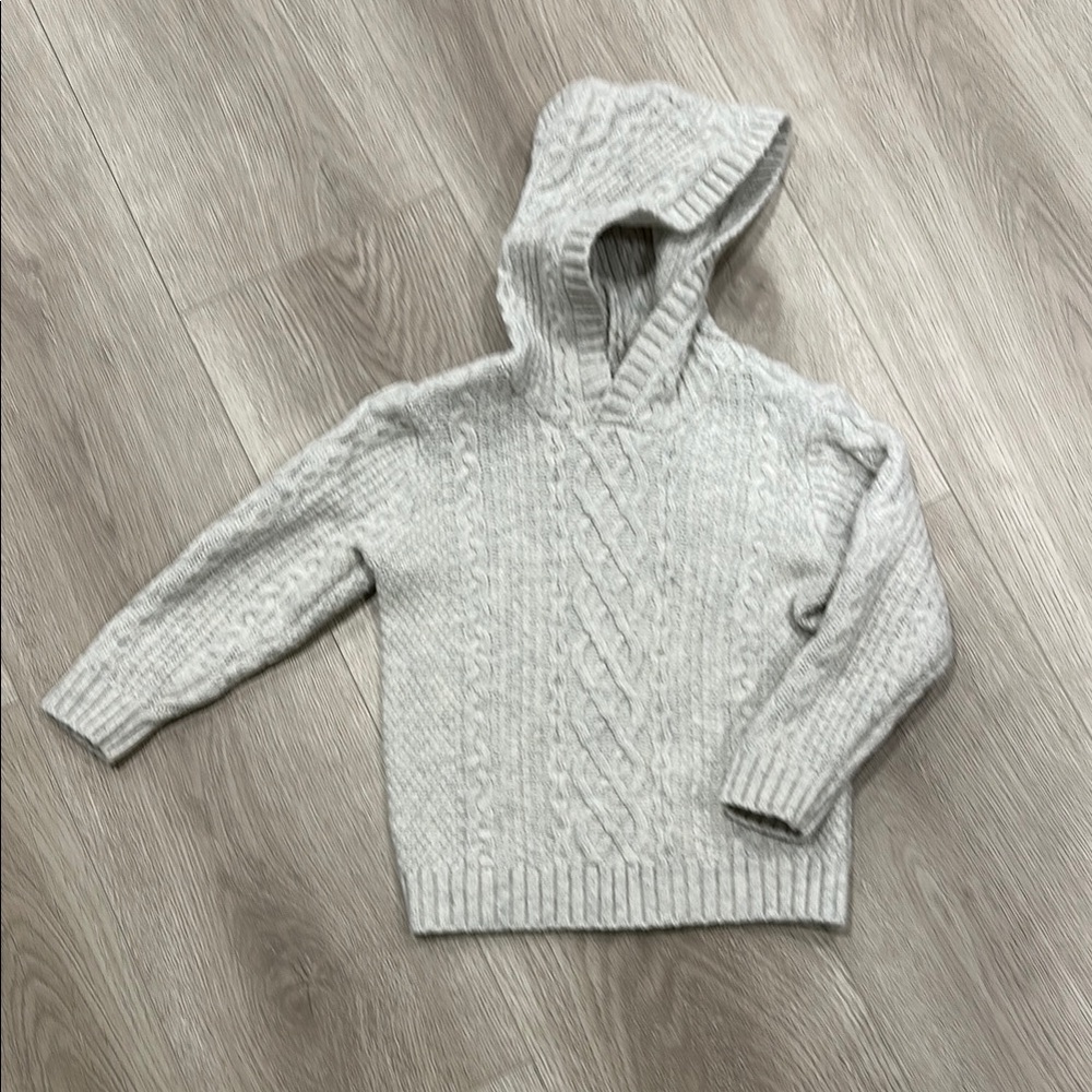 Old Navy Kids Cable Knit Hoodie Sweater - Grey/Cream